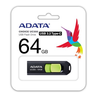 флешка A-Data 64GB UC300 Black-Green Черный, зелёный