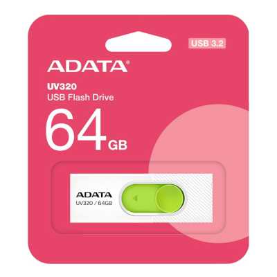 флешка A-Data 64GB UV320 White-Green Белый