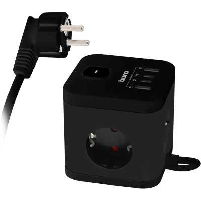 сетевой удлинитель Buro BU-PC3.1UС-PLUS-B черный