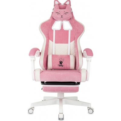 игровое кресло Бюрократ KNIGHT KITTY/F W PNK розовый-белый