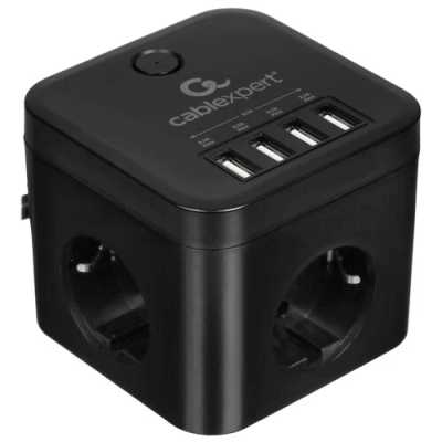 сетевой фильтр Cablexpert Cube CUBE-3-U4-B-1.5 черный