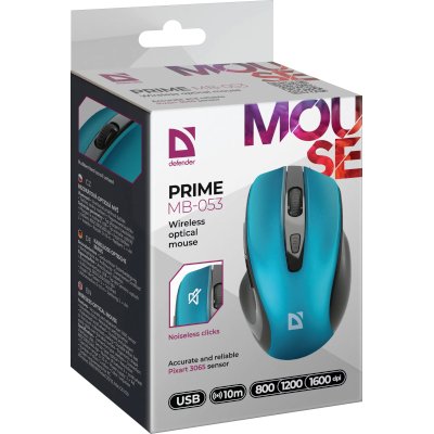 мышь Defender Prime MB-053 Turquoise Бирюзовый-черный