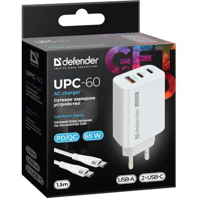сетевое зарядное устройство Defender UPC-60 83681 Белый
