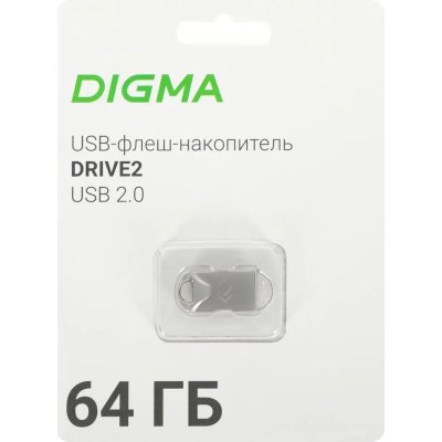 флешка Digma 64GB Drive2 DGFUM064A20SR Серебристый