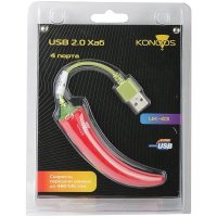 разветвитель USB Konoos UK-43 красный