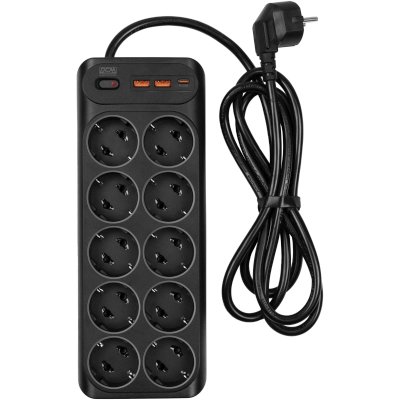 сетевой фильтр PowerCom SP-10 USB2A1CB 1.8M черный