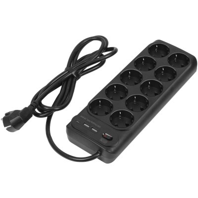 сетевой фильтр PowerCom SP-10 USB2A1CB 3.0M черный