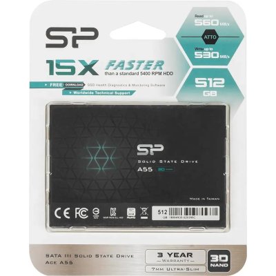 SSD диск Silicon Power Ace A55 512Gb SP512GBSS3A55S25 Черный