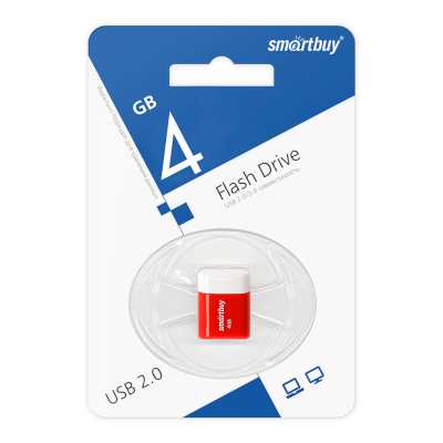 флешка SmartBuy 4GB SB4GBLara-R Белый, красный